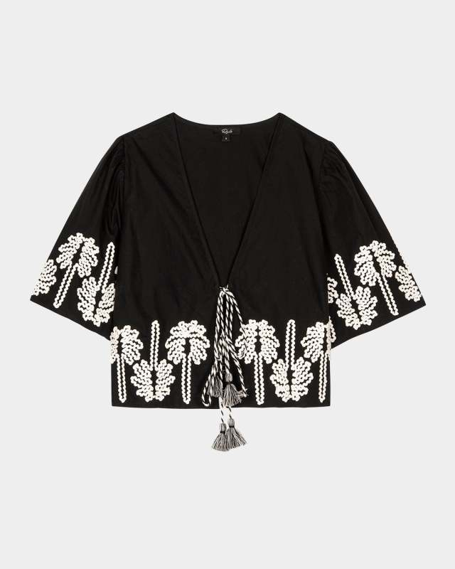 Pari Palm Tree Embroidered Crop Top